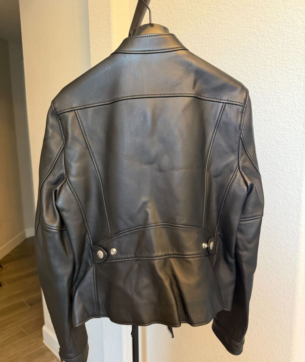 Coach Uptown Racer Leather Motorcycle Jacket Black w/ Garment Bag M MSRP: $898 - Picture 2 of 8